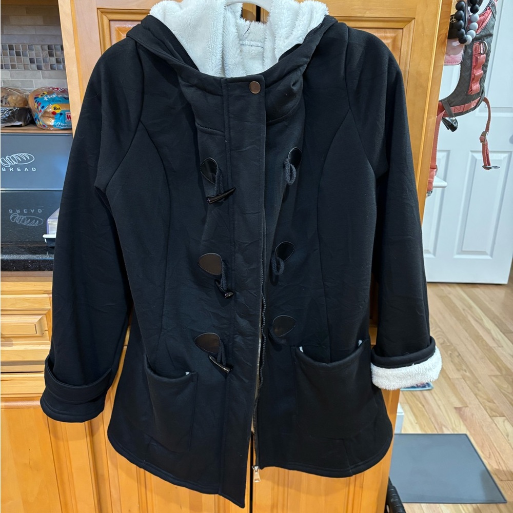 Women's Black Fleece-Lined Utility Jacket